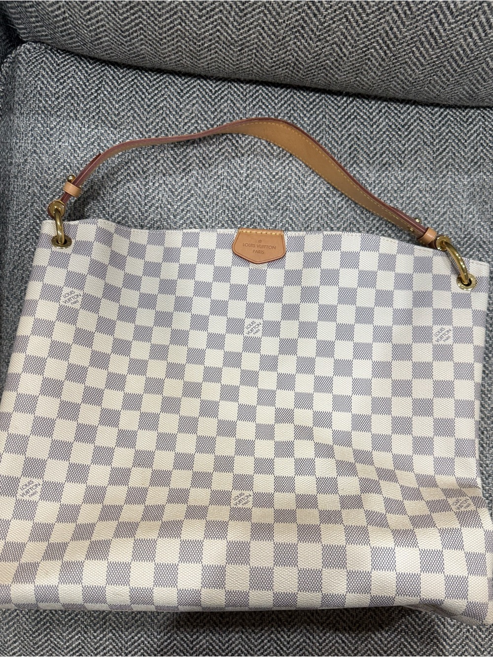 Louis Vuitton Graceful Pink Interior Shoulder Bag MM White Canvas